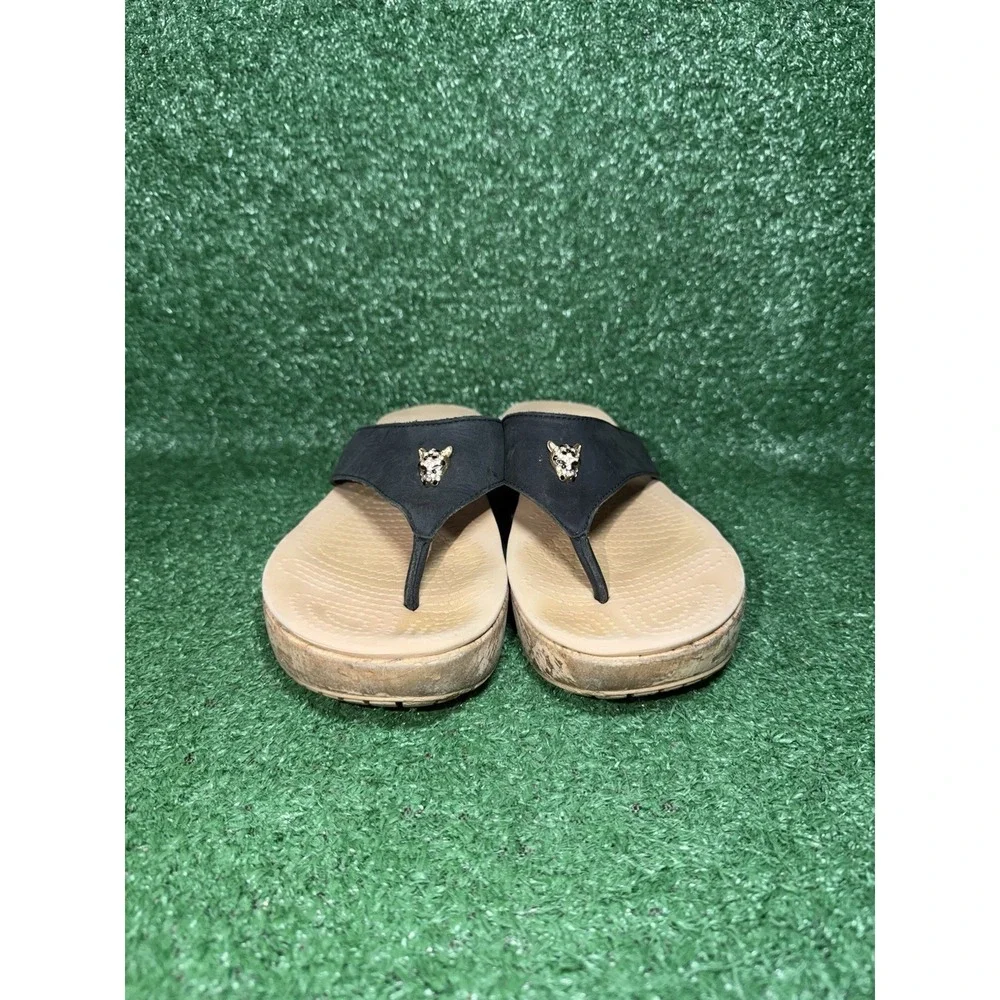 CROCS A-Leigh Leather Platform Wedge Sandals Strappy Cork Heel Womens Size 9 - Picture 5 of 10